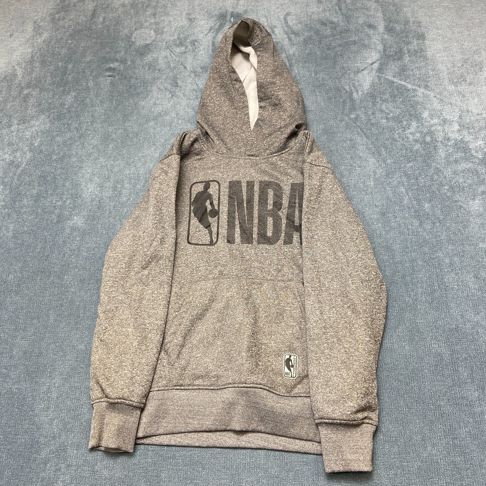 NBA‎ Hoodie Youth Small Heather Gray Long Sleeve Fleece Lined Logo Pullover